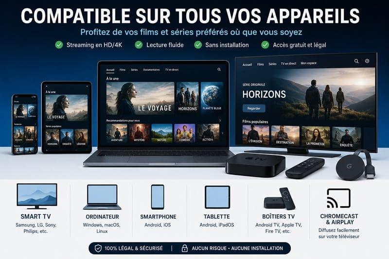 appareils compatible sur lesquelles vous pouvez regarder les meilleurs streaming gratuit des films et series .